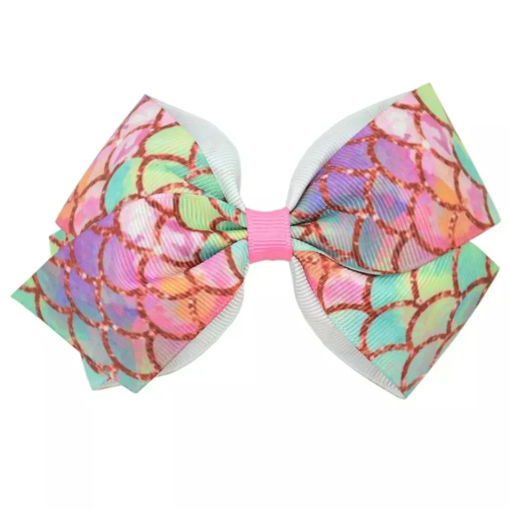 Mermaid Girls Hair Bow Clip 4.5 Inches